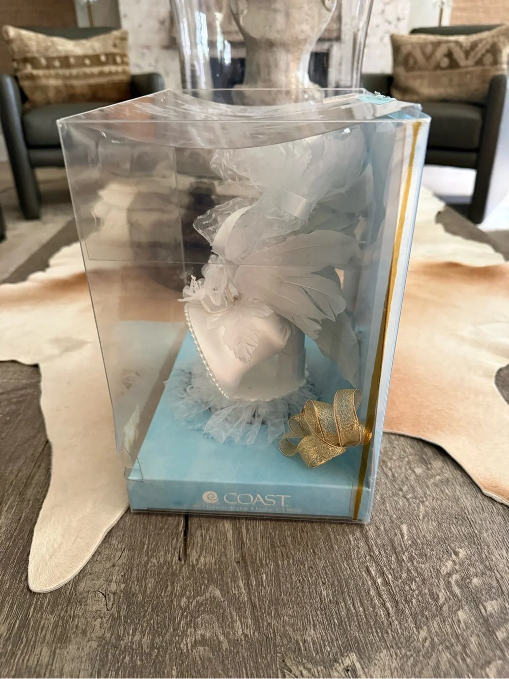 Vintage Coast Novelty Love Birds White Wedding Bell Cake Topper with Doves